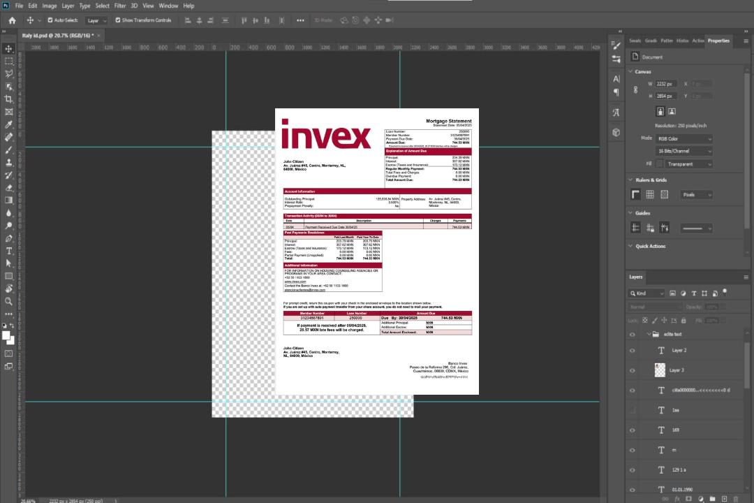 Modèle Word et PDF de relevé hypothécaire de Banco Invex au Mexique template Modèle Word et PDF de relevé hypothécaire de Banco Invex au Mexique template